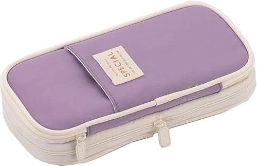 Arnuixty Large Storage Pencil Case Pen Bag with Zipper Big Capacity Pouch Organizer for Office Travel Holder Box - color: Light Purple