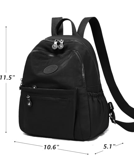 Backpack Purse for Women Ladies Nylon Bag Casual Daypack Travel Shopping Pack (A Style Black) - color: A Style Black