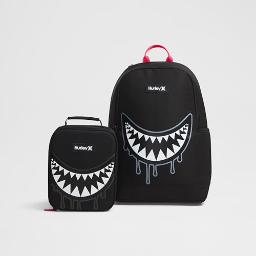 Hurley Unisex-Kids Graphic Backpack, Black/Black, One Size - color: Black/Black