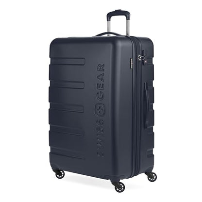 SwissGear 7366 Signature Hardside Expandable Luggage with Spinner Wheels, TSA Lock, Navy, Checked-Large 27-Inch - color: Navy, size: Checked-Large 27-Inch