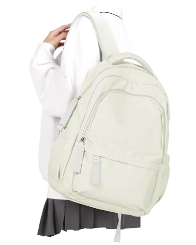 winspansy Small Backpack For School Girls Boys Aesthetic Lightweight Travel Daypack Simple Cute Backpack For Women Men College High School Bookbag Fit 14 Inch Laptop,Beige - color: A1-beige