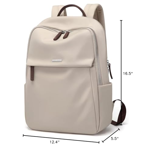 GOLF SUPAGS Womens Laptop Backpack with Separate Laptop Compartment Water Resistant Computer Backpacks Fits 15.6 Inch Notebook Travel Work College Bags (Apricot) - color: Apricot, size: 15.6-Inch