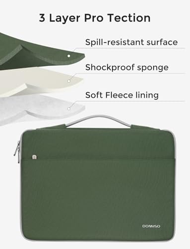 DOMISO 14 inch Laptop Case Sleeve Protective Cover Compatible with 15 inch MacBook Air M4 M3 M2,MacBook Pro,14-15 inch HP Dell ASUS Lenovo Chromebook,Waterproof Computer Cases Bag,Avocado Green - color: Avocado Green, size: 14" Laptop/15" for mac book
