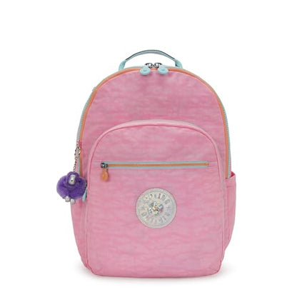 Kipling Women's Seoul Extra Large 17" Laptop Backpack, Durable, Roomy with Padded Shoulder Straps, Built-In Protective Sleeve - color: Bubblegum Pink Mix Pop, size: 13.5''L x 17.75''H x 9''D