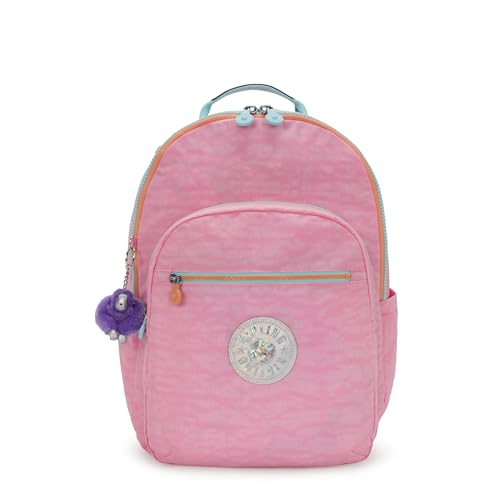 Kipling Women's Seoul Extra Large 17" Laptop Backpack, Durable, Roomy with Padded Shoulder Straps, Built-In Protective Sleeve - color: Bubblegum Pink Mix Pop, size: 13.5''L x 17.75''H x 9''D