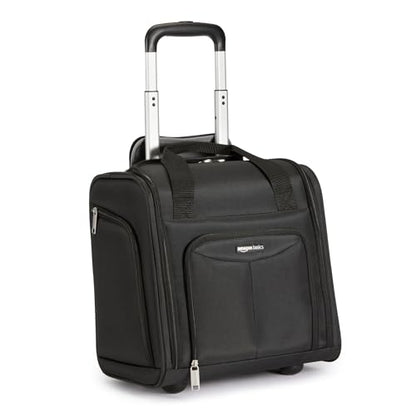Amazon Basics Underseat Carry-On Luggage with Wheels and Handle, 14" Rolling Travel Bag, Fits Under the Seat, Black - color: Black