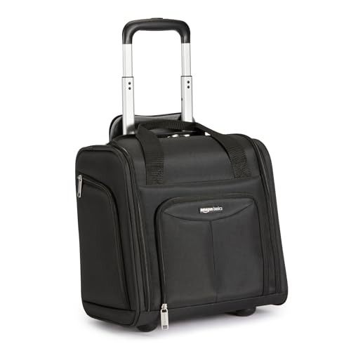 Amazon Basics Underseat Carry-On Luggage with Wheels and Handle, 14" Rolling Travel Bag, Fits Under the Seat, Black - color: Black