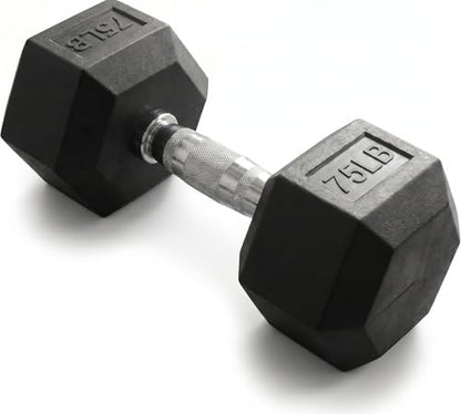 5-550 lb Rubber Hex Dumbbell Set, Heavy-Duty Free Weights for Home Gym Strength Training, Muscle Building & Full Body Workouts, No Rack Included - size: 75 lb