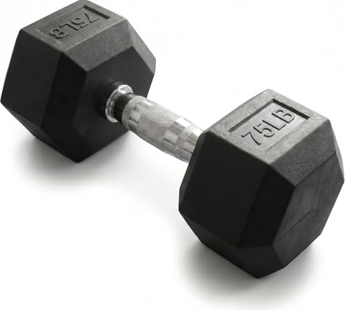 5-550 lb Rubber Hex Dumbbell Set, Heavy-Duty Free Weights for Home Gym Strength Training, Muscle Building & Full Body Workouts, No Rack Included - size: 75 lb
