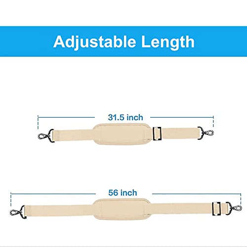 MOSISO 56 inch Shoulder Strap, Adjustable Thick Soft Universal Replacement Non-Slip Fit Padded with Metal Swivel Hooks for Laptop Shoulder Bag/Laptop Messenger Bag/Crossbody Bag, Khaki - color: Khaki