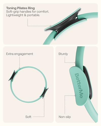 BetterMe Pilates Studio Kit – Pilates Ring, Pilates Ball, Resistance Bands & Sliders – Complete Pilates Equipment Set for Women – Home & Studio Pilates Workout Kit - color: Subtle Mint