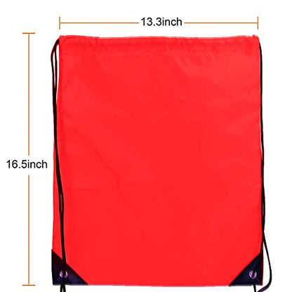 Bulk Drawstring Bags, Polyester Draw String Bags, Gym Sports Cinch Bag Drawstring Backpack for Women Men - color: Red