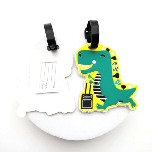 Cute Cartoon Dinosaur Silicone Luggage Tag Fun Triceratops Travel Bag Tag Personalized Labels for Cruise Airport (T-Rex) - style: T-Rex