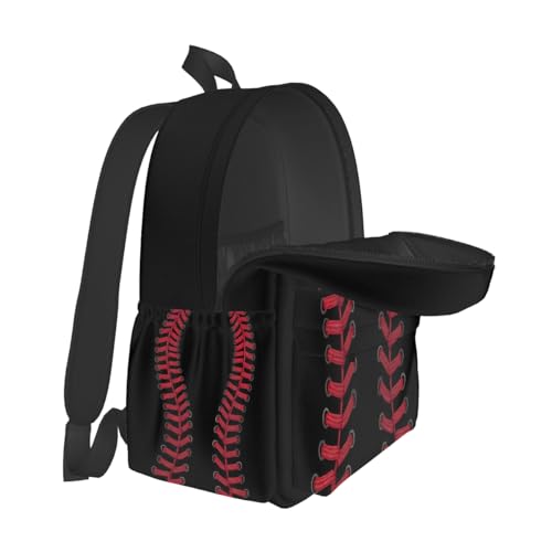 cfpolar 17 Inch Backpack Black Baseball Red Stitches Laptop Bag Shoulder Bag School Bookbag Casual Daypack For Boys Girls,A-8 - color: D-08