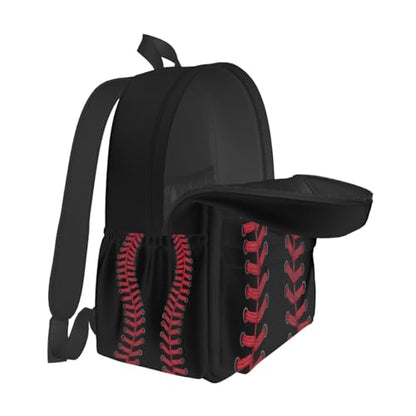 cfpolar 17 Inch Backpack Black Baseball Red Stitches Laptop Bag Shoulder Bag School Bookbag Casual Daypack For Boys Girls,A-8 - color: D-08