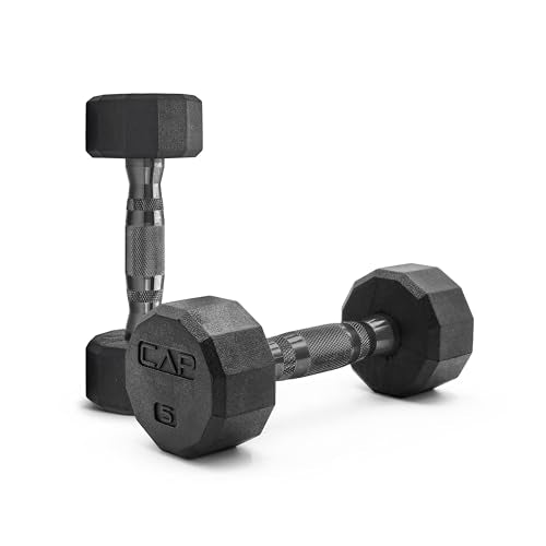 CAP Barbell Coated Dumbbell Weight | Multiple Options Pairs & Sets - size: 5 lb - Pair, style: 12-Sided - Black Handle