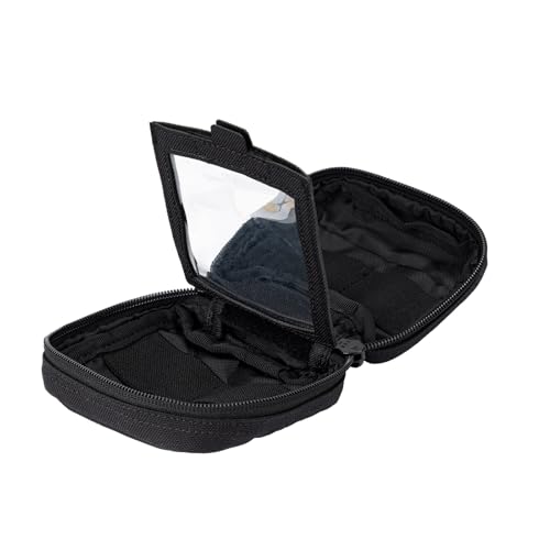 Small MED Kits Holder Duty Belt Gloves Pouch MOLLE Tactical Vest Nasal Spray Case Compact IFAK Carrier Backpack Wallet Cards Knife Gadgets Mini EDC Organizer Bag w/Removeable Clear ID Pocket - color: Black