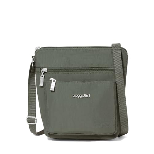 Baggallini Pocket Crossbody Bags for Women 8x8 Small Lightweight Durable Water-resistant Travel Purse W/Rfid - color: Thyme