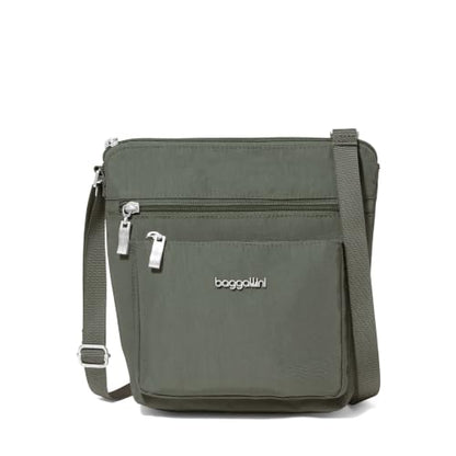 Baggallini Pocket Crossbody Bags for Women 8x8 Small Lightweight Durable Water-resistant Travel Purse W/Rfid - color: Thyme