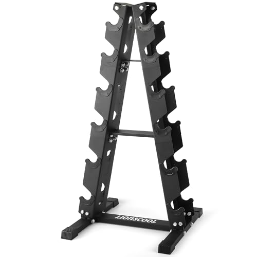 LIONSCOOL 5/6 Tier A-Frame Dumbbell Rack Stand Only, Heavy Duty Steel Weight Rack for Home Gym, Space-Saving Dumbbell Stand (200/300/600LBS Capacity) - size: 6 Tier 5-60LB