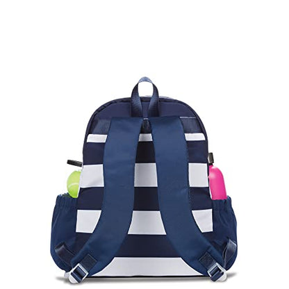 Ame & Lulu Game On Tennis Backpack - Contains Padded & Adjustable Straps - Two Exterior Water Bottle Pockets - color: Captain