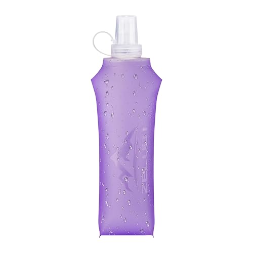 Zelvot Running Vest Soft Flask, BPA-Free 500ml Collapsible Water Bottle for Hydration Backpack, Folding Running Water Bottle for Marathon Hiking Cycling Climbing (Purple, 500 ML) - color: Purple, size: 16.9 Ounces