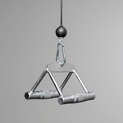 REP Fitness LAT Pulldown and Low Row Cable Machine Attachments and Functional Trainer Attachments – Curl Bar, D-Handle, Ankle Cuff, Tricep Rope, Sports Handle, Straight Bar, Row, Chinning Triangle - style: Chinning Triangle Rowing Attachment