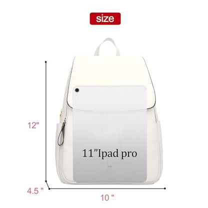 KKXIU Trendy Leather Backpack Purse for Women and Ladies Shoulder Travel Daypacks Bags (A-White) - color: A-white, style: Backpack