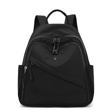 Backpack for Women Small, Mini Nylon Travel Backpack Purse, Shoulder Bag Cute Lightweight Daypack for Ladies (Black) - color: Black