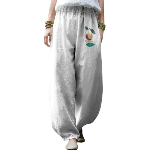 MARSVOVO Wide Leg Pants for Women Elastic High Waist Oversized Loose Casual Yoga Pants Lightweight Breathable Trousers - color: Leaf, size: Medium