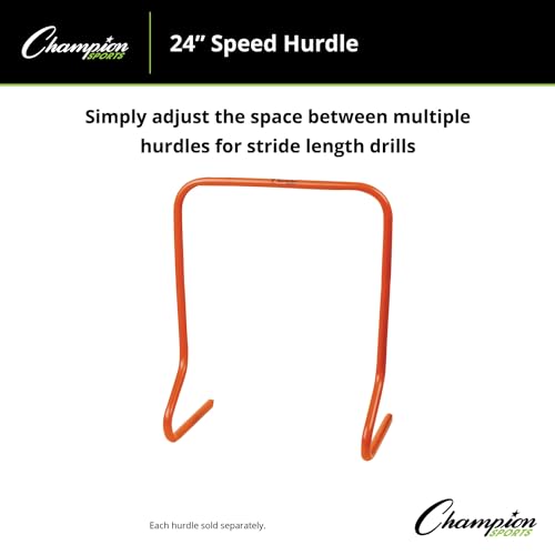 Champion Sports Speed Hurdles – Lightweight Adjustable Agility & Jump Training for Athletes - Speed & Stride Drills, Soccer, Football & Track - style: 24" Orange (Single Hurdle)