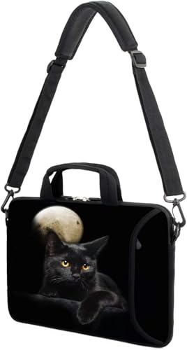 AMARY 17" Laptop Shoulder Bag Carrying Case Adjustable shoulder straps, comfortable handle, front pocket for storing mouse (Cat) - color: Cat