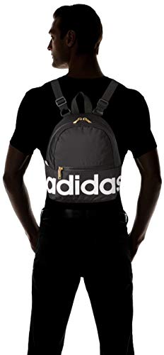 adidas Linear Mini Backpack for Women – Casual Small Purse Bag - color: Black/White/Gold