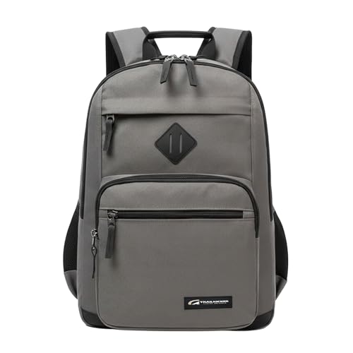 TRAILKICKER Classic Carry-on Travel Backpack, Laptop Backpack with Padded 17 inch Laptop Sleeve, Multi Pocket College Backpack, Casual Daypack Backpacks - Grey - color: Grey