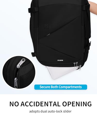 ECOHUB Carry On Travel Backpack, Expandable Airlines Personal Item Bag 18x14x8, Water Resistant 17 inch Laptop Backpack Flight Approved, 12 Pockets 30L Work Backpacks with Wet Pocket & Cable Slot - color: Black, size: 18 inch underseat