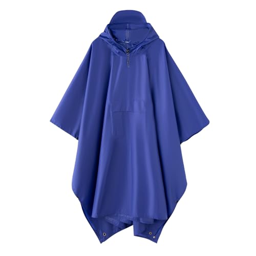 Hooded Waterproof Raincoat, Unisex Outdoor Hiking Camping Mat and Small Tent - color: Deep Blue
