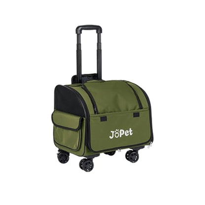 Pet Bag Carrier with Wheels, Pet Backpack with Wheels, Small Dog Carrier, cat Carrier, Detachable Wheels, Travel Bag, Pet Trolley, Soft Sided Carrier with Wheels, Foldable Carrier (Olive Green) - color: Olive Green