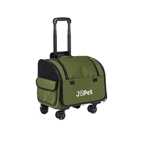Pet Bag Carrier with Wheels, Pet Backpack with Wheels, Small Dog Carrier, cat Carrier, Detachable Wheels, Travel Bag, Pet Trolley, Soft Sided Carrier with Wheels, Foldable Carrier (Olive Green) - color: Olive Green