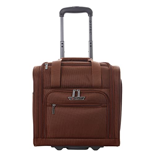 TPRC 15” Underseat Carry-On Luggage Airline Approved Personal Item with USB Charging Port, Brown - color: Brown