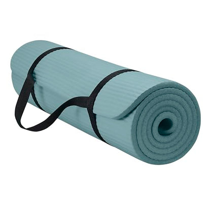 Gaiam Yoga Mat, Pilates & Exercise Mat, Thick Mat 2/5" (10mm) Workout Mat with Easy-Cinch Carrying Strap for Home & Gym Workouts - color: Balsam