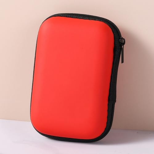 Mini Portable Cable Storage Bag, Compact Zipper Electronics Organizer Pouch with Mesh Pocket, Travel Charger Accessory Case, Red - color: red