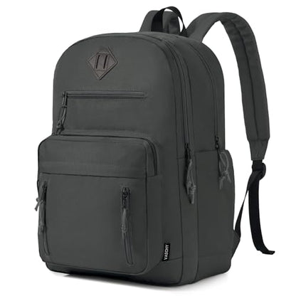 VASCHY School Backpack,Two Compartments Daypack Bookbag Schoolbag for Middle School Teen Boy Girl/College/Work/Men Women Gray - color: Gray
