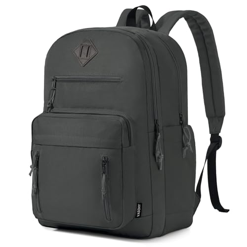 VASCHY School Backpack,Two Compartments Daypack Bookbag Schoolbag for Middle School Teen Boy Girl/College/Work/Men Women Gray - color: Gray