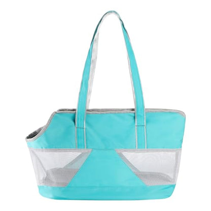 Pet Dog Purse Carrier Breathable Mesh Pets Puppy Cat Travel Outing Tote Bag Portable Cat Sling Carrier Transporter Tote Handbag Lightweight Dog Carrier Shoulder Bag with Thicken Bags Base - color: light blue