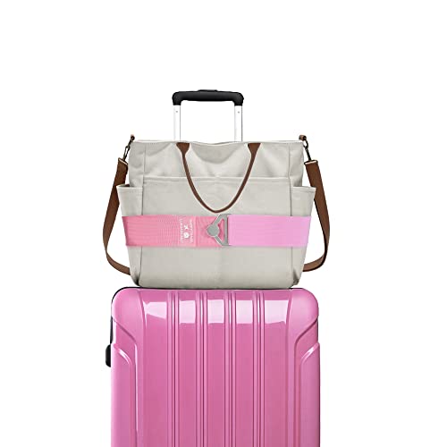 Bylion 2-in-1 Travel Belt for Luggage, Luggage Straps for Add a Bag Adjustable Suitcase Straps with Alloy Buckle Elastic Bungees Belt Hands-Free for Airport, Personalized Travel Accessories (Pink) - color: Pink-1