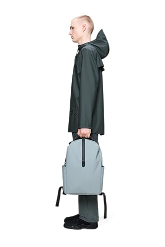 RAINS Clip Front Backpack Pool - Waterproof Commuter Backpack with C-Clip Closure & Hidden Pocket, 16″ Laptop Sleeve, Urban Travel Daypack - color: Pool