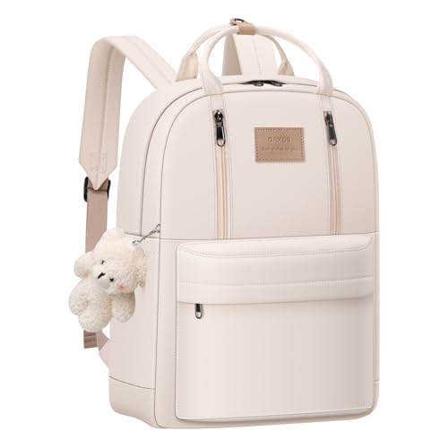 GAXOS Cute Backpack for School Aesthetic Backpack Purse for Women Girls White Book Bag Korea Style Bookbag - color: White