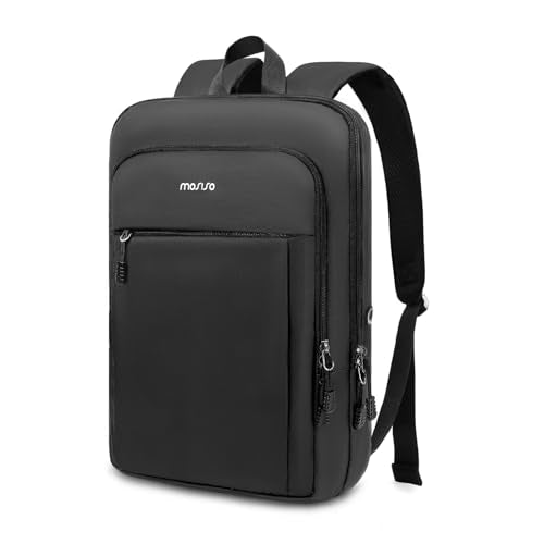 MOSISO Laptop Backpack for Men, Slim Lightweight Compact Computer Backpack for College Work Business Office Travel, 17.3 inch Waterproof Commute Laptop Bag Casual Daypack with Luggage Strap, Black - color: Black, size: 17.3 inch