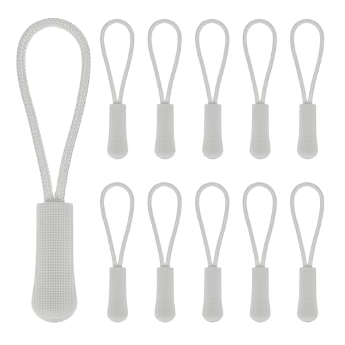 PATIKIL 2.6 Inch Zipper Pulls Replacement, 100 Pcs Nylon Cord Extension Zipper Pull Tab Tags for Handbag Backpacks Jackets Luggage Purses, Light Gray - color: Light Gray