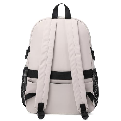 MIRLEWAIY Classical School Backpack Lightweight Bookbag Casual Daypack Travel Work Bag For Teenagers College Girls boys - color: Beige